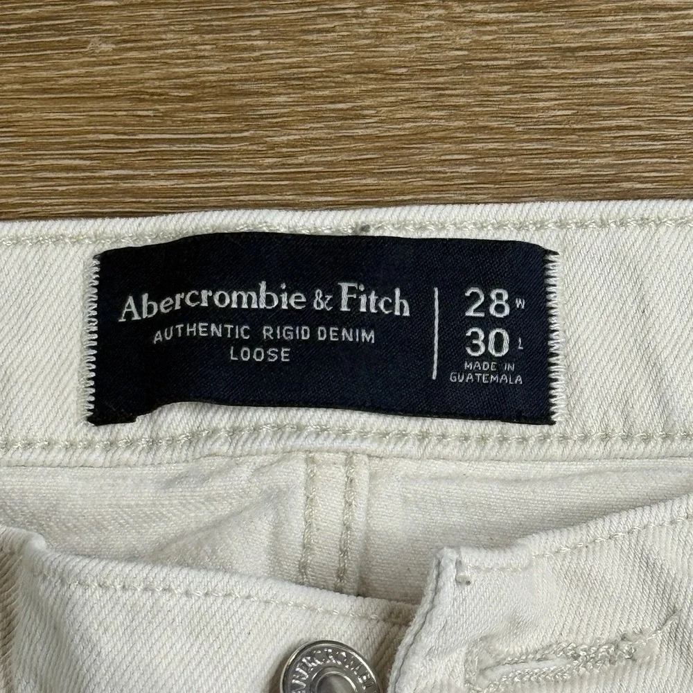 Abercrombie & Fitch Loose Carpenter Jeans Men's 28x30 White Utility Denim EUC